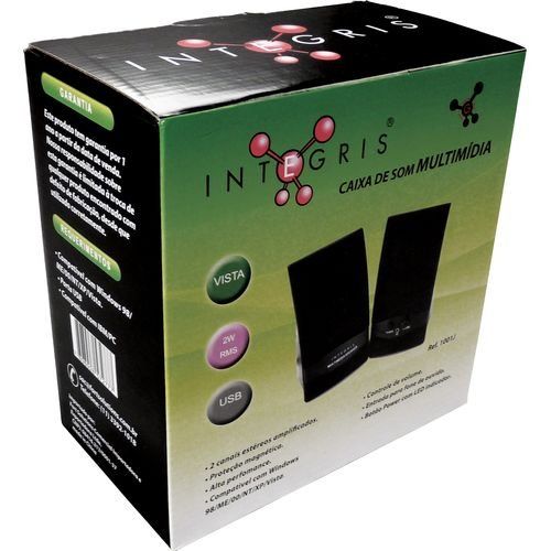Caixa para pc/noot Multimídia 1001J 2W RMS USB 110V INTEGRIS